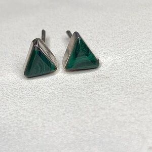 Triangle malachite‎ sterling silver earrings 925